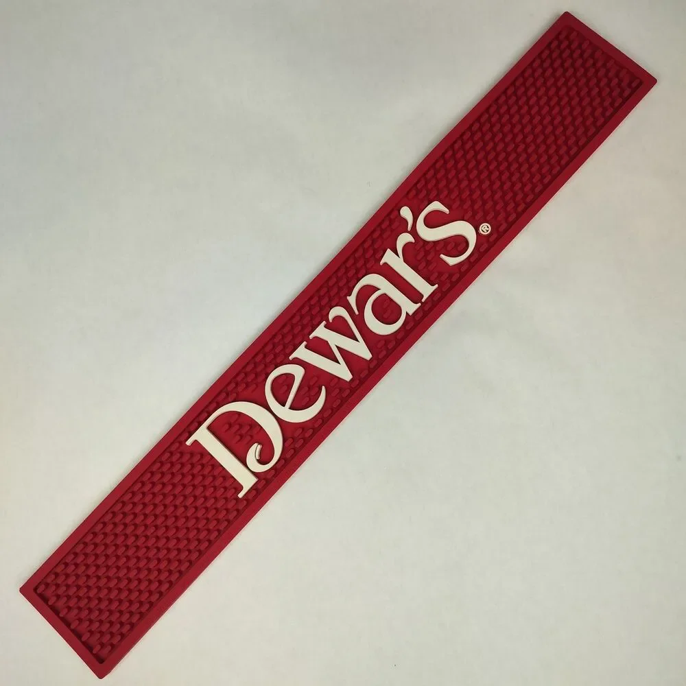 Dewar's Scotch Whisky Red Rubber Bar Mat Distillery Advertising Collectible